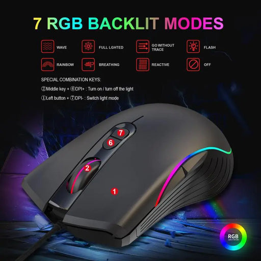 RGB Gaming Mouse – Glowing LED Wired Mouse for Gamers